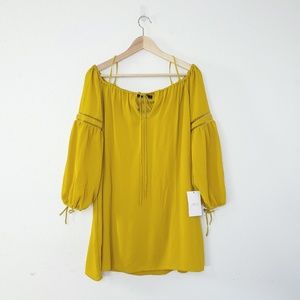 NWT Zara cold shoulder puff sleeve shift dress S